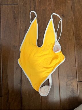 Allure Yellow One-Piece Swimsuit with White Trim